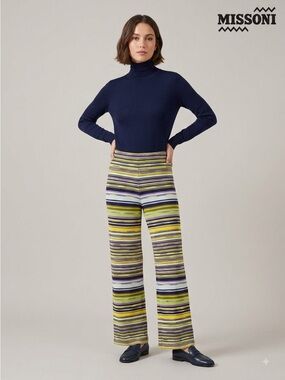 Vintage Missoni Striped Straight Leg Pull-On Crop Pants - Small 🇮🇹